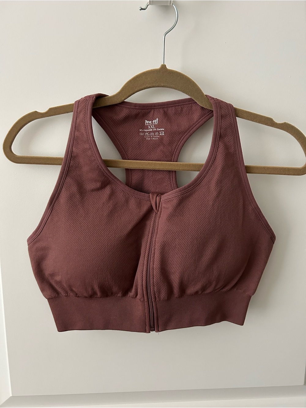 Front-Zip Support Sports Bra in Dusty Mauve